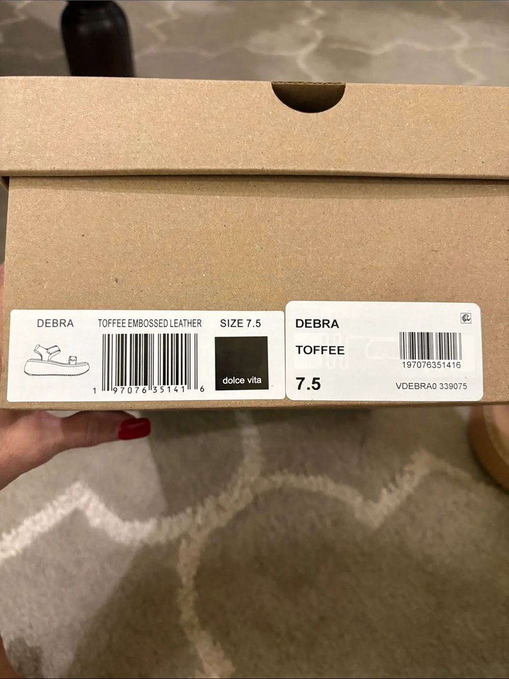 Dolce Vita Debra, Toffee embossed leather strap platform sandal size 7.5